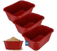 KOTARBAU® Lot de 3 bacs à mortier rectangulaires - 55 l - En plastique - Rouge - Pour maçonnerie, construction