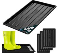 KOTARBAU® Lot de 3 égouttoirs à chaussures 45x30 cm Tapis à chaussures à rebord surélevé Bac à chaussures en plastique Egouttoir pour animaux domestiques Noir