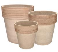 KOTARBAU® Lot de 3 pots de fleurs en argile Ø 23 cm Ø 28 cm Ø 31 cm Céramique Terre cuite Résistant au gel Coffee Bord nervuré