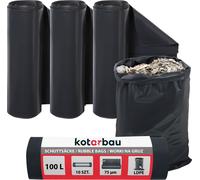 KOTARBAU® Lot de 3 sacs poubelle lourds 100 L 75µm LDPE Sacs pour déchets de chantier Sacs poubelle extra-forts Grands sacs poubelle lourds extra-forts 100 litres Sacs poubelle grands sacs lourds Sacs