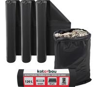 KOTARBAU® Lot de 3 sacs poubelle lourds 120 L 60µm LDPE Sacs pour déchets de chantier Sacs poubelle extra-forts Grands sacs poubelle lourds extra-forts 120 litres Sacs poubelle grands sacs lourds pour