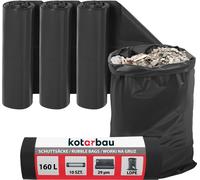 KOTARBAU® Lot de 3 sacs poubelle lourds 160 L 29µm LDPE Sacs pour déchets de chantier Sacs poubelle extra-forts Grands sacs poubelle lourds extra-forts 160 litres Sacs poubelle grands sacs lourds Sacs