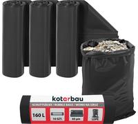 KOTARBAU® Lot de 3 sacs poubelle lourds 160 L 65µm LDPE Sacs pour déchets de chantier Sacs poubelle extra-forts Grands sacs poubelle lourds extra-forts 160 litres
