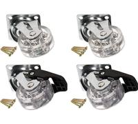 KOTARBAU® Lot de 4 (2 avec frein) roulettes de meuble transparentes Ø 50 mm pour tous types de sols Roulettes pivotantes Roulettes en caoutchouc Roulettes de transport Roulettes de canapé Roulettes co