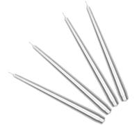 KOTARBAU® Lot de 4 bougies de table pointues pour bougeoirs - Argent métallisé - Non parfumées - Cadeaux décoratifs - Bougies d'aromathérapie décoratives