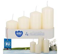 KOTARBAU® Lot de 4 bougies piliers - Écru