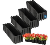 KOTARBAU® Lot de 4 Jardinières Extérieure - Plastique - 58x18x16 cm - Gris - Pot de Fleur - Rectangulaire - Bac à Fleurs - Jardinière Balcon - Pot de Fleur Extérieur - Facile à Nettoyer