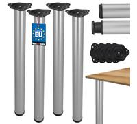 KOTARBAU® Lot de 4 Pieds de Table en métal Noir, Argent, 71-74 cm, moderne