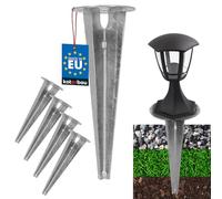 KOTARBAU® Lot de 4 piquets à enfoncer pour éclairage de jardin - Diamètre : 115 mm - En acier galvanisé - Piquet de terre - Ancrage au sol - Support de sol encliquetable pour lampes de jardin