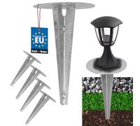 KOTARBAU® Lot de 4 piquets à enfoncer pour éclairage de jardin - Diamètre : 190 mm - En acier galvanisé - Piquet de terre - Ancrage au sol - Support de sol encliquetable pour lampes de jardin