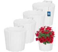 KOTARBAU® Lot de 4 pots de fleurs à suspendre - Diamètre : 15 cm - Hauteur : 13 cm - Blanc - Grand pot de fleurs extérieur - Jardinière de balcon - Pot à suspendre pour balcon