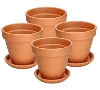 KOTARBAU® Lot de 4 pots de fleurs, en terre cuite, diamètre : 11 cm, pour l'intérieur et les jardins