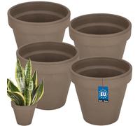 KOTARBAU® Lot de 4 pots de fleurs en terre cuite Moka ⌀ 15 cm avec rebord pour intérieurs et jardins