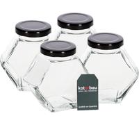 KOTARBAU® Lot de 4 pots décoratifs hexagonaux avec bouchon à vis Pot hexagonal 180 ml