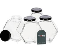 KOTARBAU® Lot de 4 pots décoratifs hexagonaux avec bouchon à vis Pot hexagonal 380 ml