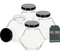 KOTARBAU® Lot de 4 pots décoratifs hexagonaux avec bouchon à visser Pot hexagonal 280 ml