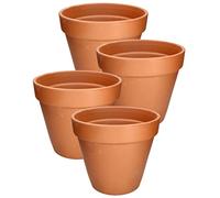 Kotarbau® Lot de 4 pots en terre cuite avec bord de 11 cm pour intérieur et extérieur, pot de plantes, balcon ou jardin, céramique non émaillée