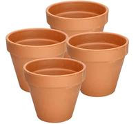 Kotarbau® Lot de 4 pots en terre cuite avec bord de 15 cm pour intérieur et extérieur, pot de plantes, balcon ou jardin, céramique non émaillée