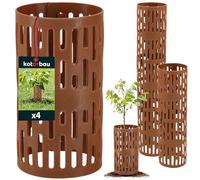 KOTARBAU® Lot de 4 Protection Tronc d'arbre - ⌀ 10,5 cm - Plastique - 20 cm - Brun - Protection Arbre Fruitier - Empilable et Modulable