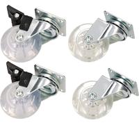 KOTARBAU® Lot de 4 roulettes de meuble Ø 50 Roulettes pivotantes avec frein OU sans Transparent Caoutchouc Roulement pivotant Roulement à billes Roulettes de sofa Roulettes coulissantes Roulettes de t