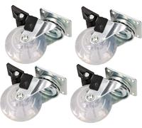 KOTARBAU® Lot de 4 roulettes de meuble Ø 50 Roulettes pivotantes avec freins Caoutchouc transparent Roulement à billes Roulettes de sofa Roulettes coulissantes Roulettes de transport Univ