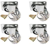 KOTARBAU Lot de 4 roulettes de meuble transparentes Ø 35 mm Pour tous les types de sols Roulettes pivotantes en caoutchouc Roulettes de transport Pour canapés coulissantes