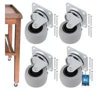 KOTARBAU® Lot de 4 roulettes pivotantes en caoutchouc pour meubles - Diamètre : 40 mm