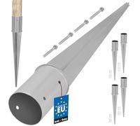 KOTARBAU® Lot de 4 Support Poteau Bois - ⌀ 100 mm - Support Poteau à Enfoncer - Acier Galvanisé - Argent - Pour Poteaux Bois Rond - Résistant à La Corrosion