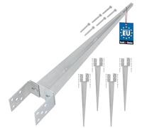 KOTARBAU® Lot de 4 supports de poteau de 0 à 120 mm réglables en acier galvanisé à chaud - Douille de sol à enfoncer - Poteaux d'ancrage - Acier argenté