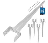 KOTARBAU® Lot de 4 supports de poteau de 0 à 160 mm galvanisés à chaud - Réglable - Manchon de sol - Douille à enfoncer - Poteaux d'ancrage - Acier argenté