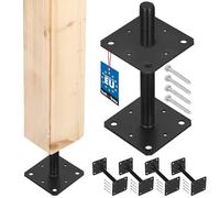 KOTARBAU® Lot de 4 Supports de Poteau en Acier thermolaqué, 110x110x250 mm, Couleur Anthracite. Manchon à enfoncer ou à Visser, Support réglable pour poteaux, solives et ancrage au Sol.