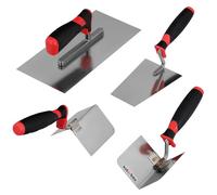 KOTARBAU® Lot de 4 truelles de maçon + truelle d'angle en acier inoxydable - Truelle de maçon - Spatule d'angle - Outil de plâtrage - Truelle à lisser