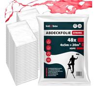 KOTARBAU® Kit de 48 films de masquage 4x5m Film anti-poussière transparent Film de construction Bâche plastique Bâche de peinture à usage général Film de peinture pour rénovation et déménagement