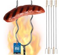 KOTARBAU® Lot de 5 piques à barbecue Fourchette à barbecue Fil d'acier Piques à feu de camp 100 cm Manche en bois Accessoires pour barbecue Fourchette à saucisse Piques à barbecue Bâtonnets de sauciss