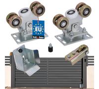 KOTARBAU® Lot de 5 roulettes pour portail coulissant - Profil 80 x 80 mm - En acier galvanisé - Roulettes pour porte d'entrée - Kit complet de rail avec roulettes de guidage au sol