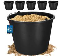 KOTARBAU Lot de 5 seaux de chantier 16L en plastique Seau à plâtre Seau à mortier Seau à ciment Seau à eau Seau de jardin Seau en plastique Noir