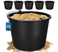 KOTARBAU Lot de 5 seaux de chantier 20L en plastique Seau à plâtre Seau à mortier Seau à ciment Seau à eau Seau de jardin Seau en plastique Noir