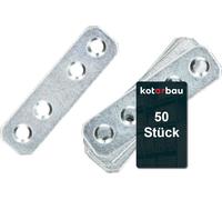 KOTARBAU® Lot de 50 plaques perforées 60 x 16 mm Galvanisé Argent Raccord plat pour bois Intérieur - Extérieur Plaque perforée Raccord acier Tôle perforée Fer plat