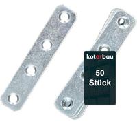 KOTARBAU® Lot de 50 plaques perforées 80 x 16 mm Galvanisé Argent Raccord plat pour bois Intérieur - Extérieur Plaque perforée Raccord acier Tôle perforée Fer plat