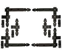 KOTARBAU® Lot de 6 bandes d'angle décoratives en fer forgé + bande centrale à visser pour portes, portails, Noir , 400 x 50 mm, Charnière de porte