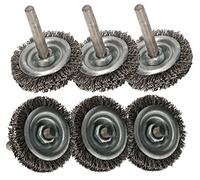 KOTARBAU® Lot de 6 brosses à disque 40 mm avec tige ronde en fil d'acier ondulé pour perceuses