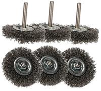 KOTARBAU® Lot de 6 brosses à disque 60 mm avec tige ronde en fil d'acier ondulé pour perceuses