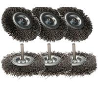 KOTARBAU® Lot de 6 brosses à disque 80 mm avec tige ronde en fil d'acier ondulé pour perceuses