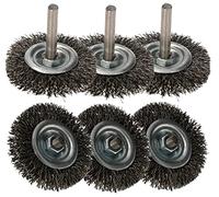 KOTARBAU® Lot de 6 brosses à disques 50 mm avec tige ronde en fil d'acier ondulé pour perceuses