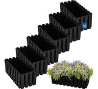 KOTARBAU® Lot de 6 jardinières Pot de fleur 38x18x16 cm Anthracite Plastique Jardinière Balcon Rectangulaire Cache-pot Grand bac à fleurs Balcon