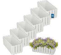 KOTARBAU® Lot de 6 jardinières Pot de fleurs 38x18x16 cm Blanc Plastique Jardinière Balcon Rectangulaire Cache-pot Grand bac à fleurs Balcon