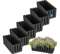 KOTARBAU® Lot de 6 jardinières Pot de fleurs 38x18x16 cm Gris Plastique Jardinière Balcon Rectangulaire Cache-pot Grand bac à fleurs Balcon
