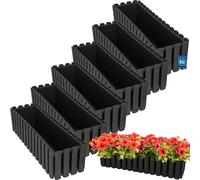 KOTARBAU® Lot de 6 jardinières Pot de fleurs 58x18x16 cm Gris Plastique Jardinière Balcon Rectangulaire Cache-pot Grand bac à fleurs Balcon