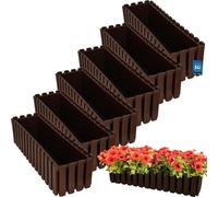 KOTARBAU® Lot de 6 jardinières Pot de fleurs 58x18x16 cm Marron Plastique Jardinière Balcon Rectangulaire Cache-pot Grand bac à fleurs Balcon