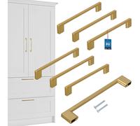 KOTARBAU® Lot de 6 poignées de meubles or 190 mm Poignées de meubles ZnAl Poignées d'armoires Poignées d'armoires de cuisine Poignées de tiroirs Poignées de meubles Poignées d'armoires de cuisine Poig